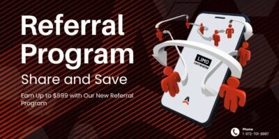 Red and White Modern Referral Program Facebook Ad